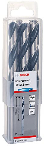 Bosch Professional 5-Piece PointTeQ HSS Twist Drill Bit (for Metal, 12.1 x 101 x 151 mm, Drill Driver Accessories)