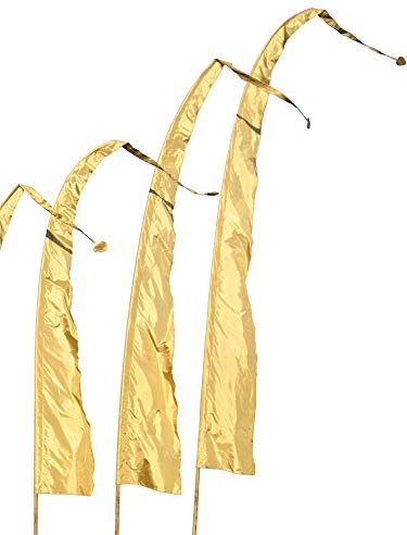 DEKOVALENZ - Balifahne SANUR, 5 Meter Gold, Stoff ohne Stange, Umbul-Umbul Gebetsfahne