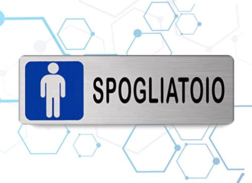 Nitek Targa spogliatoio uomo in Alluminio Satinato 150mm x 50mm - Targhette Autoadesive |Stickers, Klebeetikett| Impermeabili Lavabili, Palestre, pub