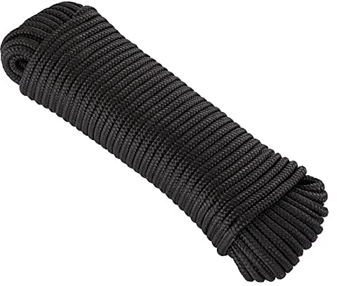 KuTi Kai 20M(64FT) Nylon Rope,Powerful Rope,Solid Nylon Line,Thick Multipurpose Durable Long Rope for Wedding,Fishing and DIY etc (12mm, Black)