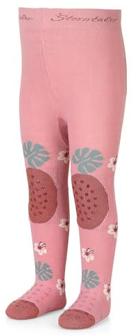 Sterntaler Krabbelstrumpfhose Gepard - ABS Strumpfhose für Mädchen - Kinder Strumpfhose mit Anti -Rutsch -Noppen an Knie, Spann und Sohle - Krabbelstrumpfhose für Krabbelabenteuer - mattrosa, 86