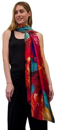 Trillion London® Designer-Seidenschal für Damen, Frühlingskollektion, leichtes Halstuch, Mehrfarbig, Large