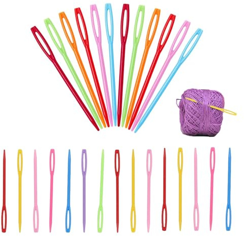 100 Pcs Plastic Hand Sewing Needles,7cm/2.7inch Hand Sewing Needles,Multicolor Big Eye Sewing Needles,Learning Needles,Big Eye Sewing Needles for DIY Sewing Handmade Crafts