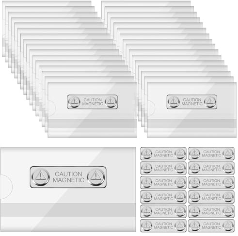 Dadabig 30 Pièces Badge Nom Aimanté Horizontal Personnalisé Magnétique Porte Badge Plastique Horizontal avec 30 Aimants Puissants