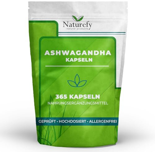 Ashwagandha Kapseln Hochdosiert - 365 Ashwagandha Kapseln - Ashwagandha Hochdosiert - Ashwaganda Kapseln - Ashwaghanda