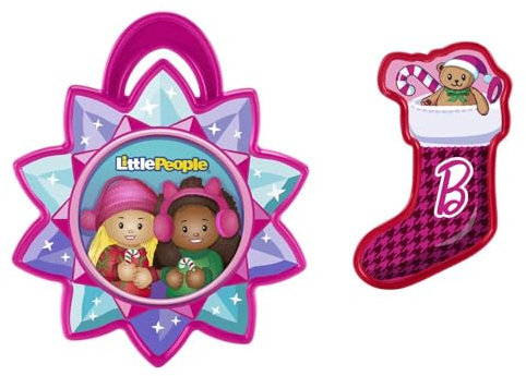 Ersatzteile für Fisher-Price Little People Barbie Adventskalender Spielset HMK85, Ersatz Urlaub Dekor Rosa Stern und Strumpf