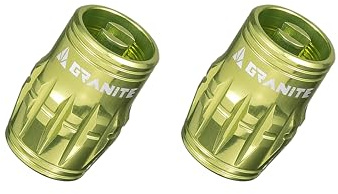 Granite Juicy Nipple: Tapón de Válvula con Función de Extracción del Núcleo, Tapón de Válvula Schrader de Aleación Duradera, Set de 2 Piezas (Verde)