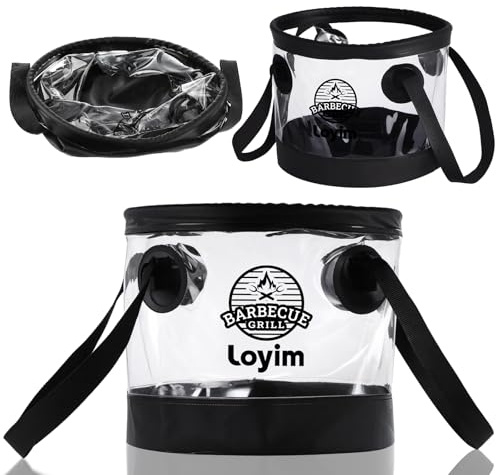 LOYIM Cepillo para parrilla, cubo de agua, plegable, para lavabo, bolsa de agua, limpiador de barbacoa, compañero ideal para cepillo de barbacoa de vapor, cubo de agua plegable para picnics, camping,