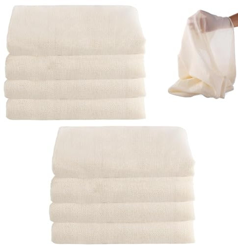 Passiertuch, Satz mit 8 Filtertücher, 60 x 60 Multifunktionale Küchenutensilien, Leinen, Baumwolle, für die Filtration von Tofu, Käse, Saft, Lebensmitteln