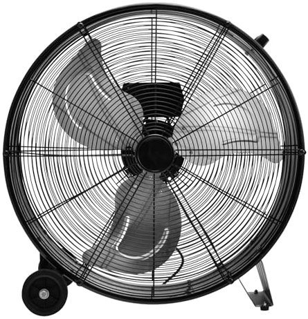 SOARS Ventilateur de Sol 65 CM, 180W, Ventilateur Industriel en Métal, 3 Niveaux de Vitesse, 2 Roulettes en Caoutchouc, pour Entrepôt, Atelier, Cave, Bureau (Noir)