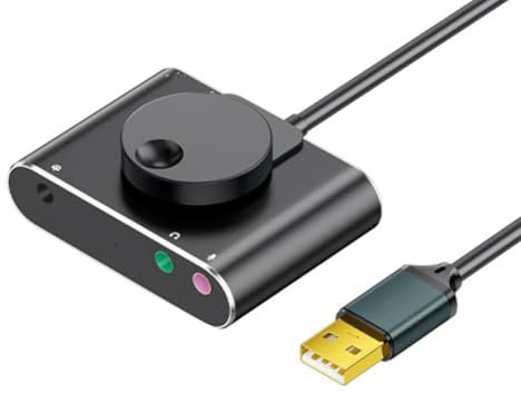 Giwnhvx Scheda audio esterna USB con porta cuffie microfono da 3,5 mm, convertitore audio driver per computer fisso e portatile, driver per computer fisso e portatile, grigio scuro