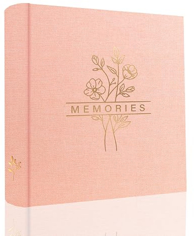 Holoary Photo Album 4x6 200 Photos with Writing Area, 200 Pockets Picture Album, Linen Fabric Cover Big Picture Book for Photos, 4x6 Photo Albums for Memories Family Weddings Travel(Pink)