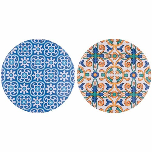 Galileo Lot de 4 assiettes à pizza en grès Ø 33,5 cm, décor portugais, Lisbonne