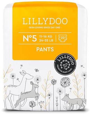 LILLYDOO Baby Windeln Pants - Größe 5 (11+ kg), 22 Höschenwindeln, Sicherer Auslaufschutz - Hautfreundlich, Weich & Ohne Lotionen für empfindliche Haut, Dermatologisch getestet