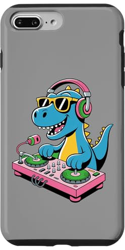 Tocadiscos DJ Dino Funny Music Lover Dinosaur Vibes Carcasa para iPhone 7 Plus/8 Plus
