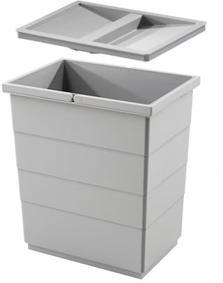 Hailo Inneneimer 1122239 | 20 Liter Kunststoff hellgrau | Mülleimer 320 x 226 x 362 mm mit Doppelhenkel | Ersatz-Inneneimer für Abfallsammler | Rechteckiger Abfallbehälter für Küche & Einbau-Mülleimer