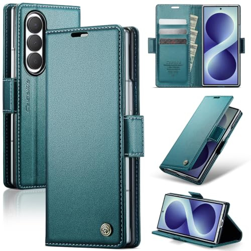 Idhiem for Samsung Galaxy Z Fold 8 Ultra Flip Case, PU Leather Wallet Cover with RFID Blocking, Magnetic Closure Card Holder and Kickstand, Shockproof Protective Case- Green