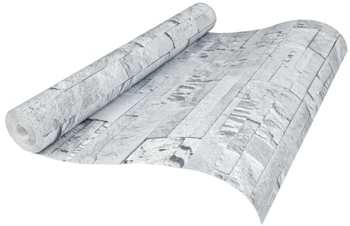3D-stentapet, ljusgrå, fibertapet, 10 x 0,53 m, bostadsyta, väggbeläggning med struktur för vardagsrum, sovrum, accentvägg, renovering och dekoration