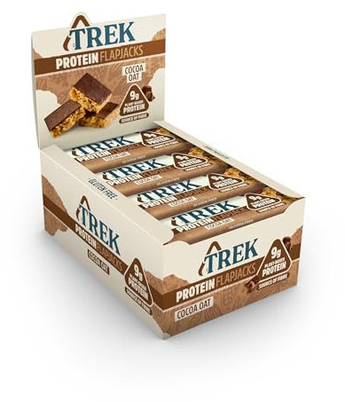 Trek High Protein Flapjack Cocoa Oat, 50 g - Gluten Free Bars – Healthy Snack Bars – Plant Based Protein - Vegan Bars (Pack of 16 Bars) | L0572375-P107199021-M107199013