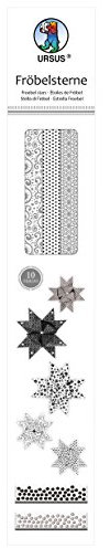 Ursus 34740000 - Papierstreifen für Fröbelsterne, schwarz / weiß, aus hochwertigem Bastelpapier, 60 Streifen in 2 verschiedenen Größen für ca. 15 Sterne, Bastelklassiker zur Weihnachtszeit