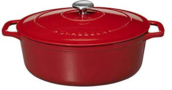 Chasseur PUC473303 Cocotte ovale-33 cm Fonte émaillée, 7.1 liters, Rouge (intérieur Sable)