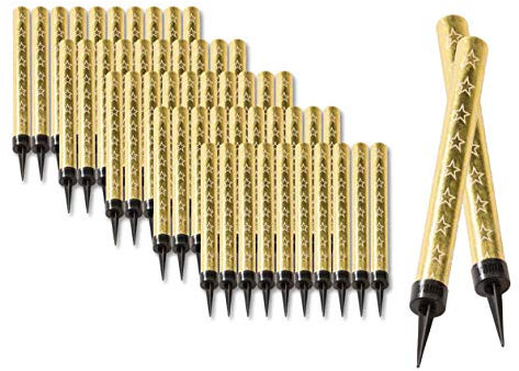 vama 60 Sek Tortenfontäne Zimmerfontäne Eissterne Zaubersterne Eisfontäne Traumsterne mit Goldener Flamme für Verlobung Hochzeit Geburtstag Kinder und Deko für Kuchen Torten Gold (4)