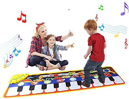 Toys for 1-6 Year old Girls Boys Toddlers Infant Kids, Gifts for 6-24 Month old Boys Girls Piano Music Mat with 19 Keys Piano Mat (110*36cm)