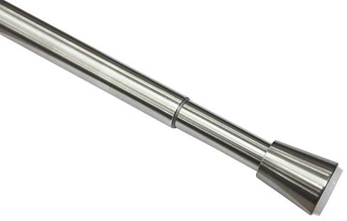 GARDINIA Spannstange, Ausziehbar, Gardinenstange ohne Bohren und Schrauben, Edelstahl, Ø 23/26 mm, Länge 90 - 140 cm