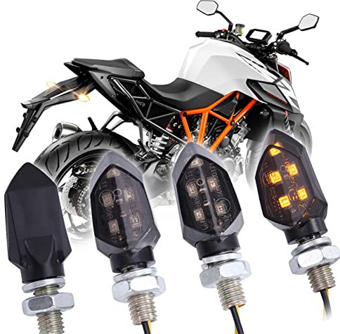JMTBNO 4 Stück Mini LED Blinker Motorrad Wasserdicht Lampe E geprüft E-Prüfzeichen Smoked Microblinker Universal 12V für Motorrad Motocross Quad Roller Cruiser Off Road