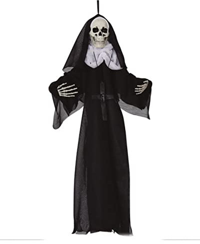 Horror-Shop Nonne als Skelett Hängefigur für Halloween 50 cm