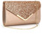 Milky Way Women Envelope Clutch Bag Sequins Evening Handbag Purse With Detachable Chain Strap Elegant Glitter Shoulder Bags Wedding Bridal Prom Party Evening Bag (Rose Gold)