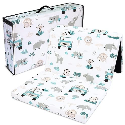 Klappmatratze Faltbare Reisebett Baby Matratze 60x120 cm - Faltmatratze für Kinder Gästematratze klappbar Babymatratze Bodenmatratze Schlafmatratze und Reisematratze Afrika