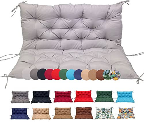 Gartenbankauflage mit Hoher Rückenlehne,Sitzkissen und Rückenkissen für Hollywoodschaukel,Bankkissen Sitzauflage für Gartenbank & Hollywoodschaukel,Outdoor Polsterauflage ( Color : Light Grey , Size :
