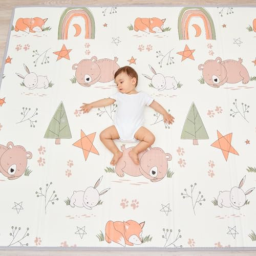 Tapis D'éveil Bébé Pliable Epais Réversible 150x180x1cm - Tapis De Jeu Pour Enfant Bebe - Tapis De Sol XXL En Mousse - Tapis De Motricité Favorisant Le Développement Sensoriel - Cadeau Naissance Bébé