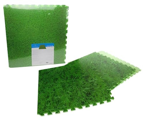 Donatif - Tappeto puzzle antitrauma prato finto - Tappeto pavimento gommato prato per palestra e garage - Gomma eva per allenamento e sottolavatrice, Verde prato