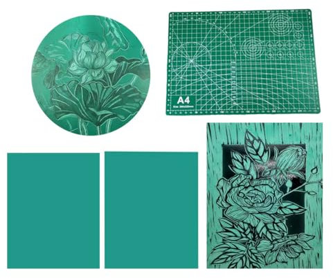 Linoleumblöcke, Schnitzbretter, Schneidematten-Set, Gravur, Gummiblatt für Druckherstellung, weicher Linolschnitt, Druckzubehör, grüne Gummi-Schnitzblöcke, 5 Stück