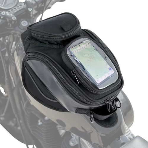 Nomad Universal Magnetic Tank Bag for Motorcycles - Heavy Duty Black Gas Tank Pouch for Cruiser & Sportbike