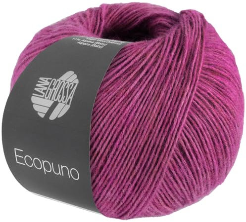 LANA GROSSA Ecopuno | Edle Netzgarnstruktur aus Baumwolle gefüllt mit Merino/Alpaka | Handstrickgarn aus 17% Schurwolle & 11% Alpaka Wolle | 50g Wolle zum Stricken & Häkeln | 215m Garn FB 209