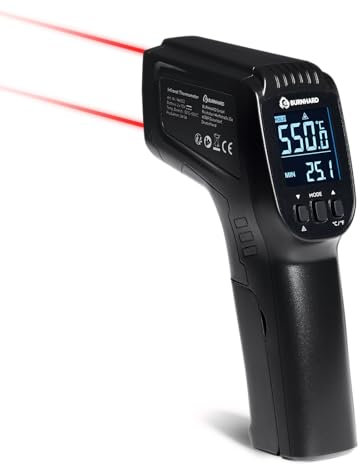 Thermomètre Infrarouge BURNHARD® Mesure Rapide Sans Contact, Double Laser, Écran Segment, Fonction Hold, Plage -50 à 550°C, avec 2 Piles AAA – ThermoPro Plus