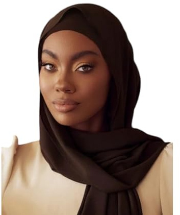 Kiran Fashion Premium Chiffon Hijab Head Scarf Shawl Sarong Wrap for Muslim Women Lightweight (Coffee)