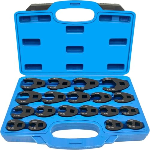 TOOSOAR 19 Pezzi Chiave Zampa Set,Chiave a Piede di Porco 8-32 mm,con Cassetta Degli Attrezzi, set di Chiavi per Veicoli per Manutenzione