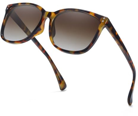 TJUTR Polarised Sunglasses for Women, Retro Oversized Square Sun Glasses, Ladies Sunglasses with UV Protection for Driving Travel