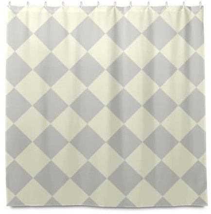 miaozhen Tenda da doccia in tessuto impermeabile con gancio, 182 x 182 cm, in poliestere color argento, beige, lavabile in lavatrice, per cortine da doccia
