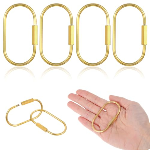 Bremorou Lot de 4 mousquetons porte-clés en laiton - Accessoires dorés - Grand outil - Mousquetons pour clés et sacs