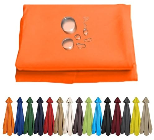 Rechange Telo Per Ombrellone 2/2.3/2.7/3.0/3.5M, 6 Braccia/8 Braccia Copertura Per Ombrellone, AntisUV Baldacchino Di Ricambio Ombrello, Tessuto Di Sostituzione Parasole Da Giardino(Orange,3M/8Ribs)