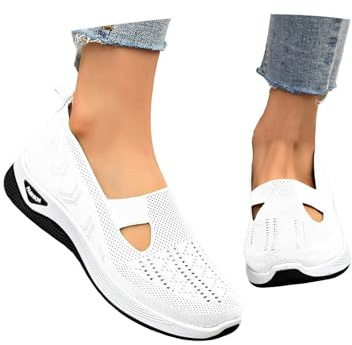 Dam ortopediska slip-on skor sportskor andas lätt mesh breda H slip-skor, sneakers bekväma ergonomiska mjuka fotbädd promenadskor sommarskor fritidsskor