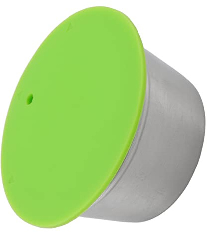Aramox Återfyllbar Kaffekapsel i Rostfritt Stål Återanvändbar Kaffekapsel 53 Mm X 35 Mm med Silikonlock Lätt Att Rengöra Även Bryggkaffefilter för Hemkaffeälskare (Grön)