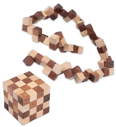 LOGOPLAY Schlangenwürfel 4x4 Gr. S - 6x6x6 cm - Snake Cube - Würfel Schlange - 3D Puzzle - Knobelspiel - Geduldspiel - Logikspiel aus edlem Holz