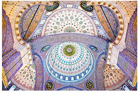 Bilderwelten Glasbild Wandbild Glas Kunstdruck Blaue Moschee in Istanbul 80 cm x 120 cm