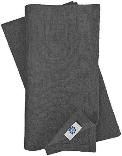 Linen & Cotton Set med 4 Olika Färger Linneservetter Servetter Textil Tyg Hygge - 100% Linne, Grå (32 x 32 cm) Tygservetter Kvadrat Små för Hem Kök Matbord Sommar Fest Bröllop Inomhus Utomhus